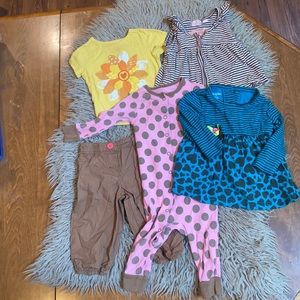 $32 Lot of 5 Items.  12 months. onsie, 2 blouses, tee and pants . Various brands